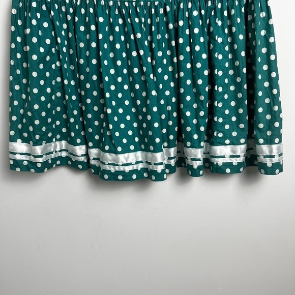 Vintage 1980s Laura Ashley Green White Polka Dot Retro 1920s Style Dress Size 10 - Picture 4 of 12